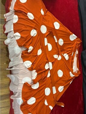LuLaRoe Orange and White Polka Dot Skirt